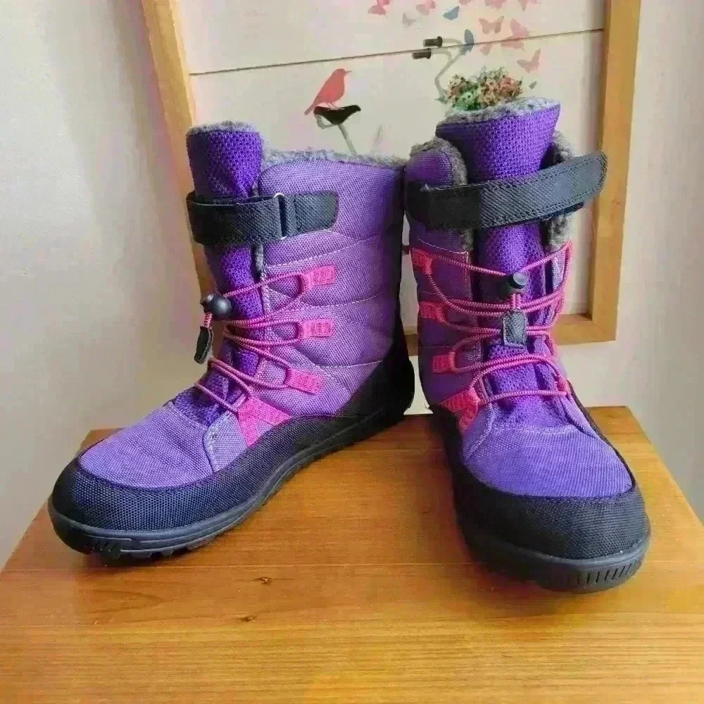 Kamik Jace Snow Boot - Girls' SZ 7 Waterproofed Protection Purple Black FauxFur